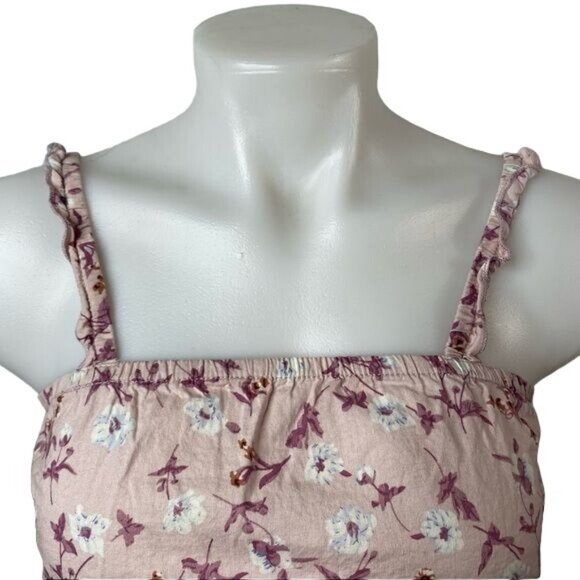 Ivy & Main Floral Tube Tank Pink Lavender Crop Tank Top Size XS& - Picture 3 of 7